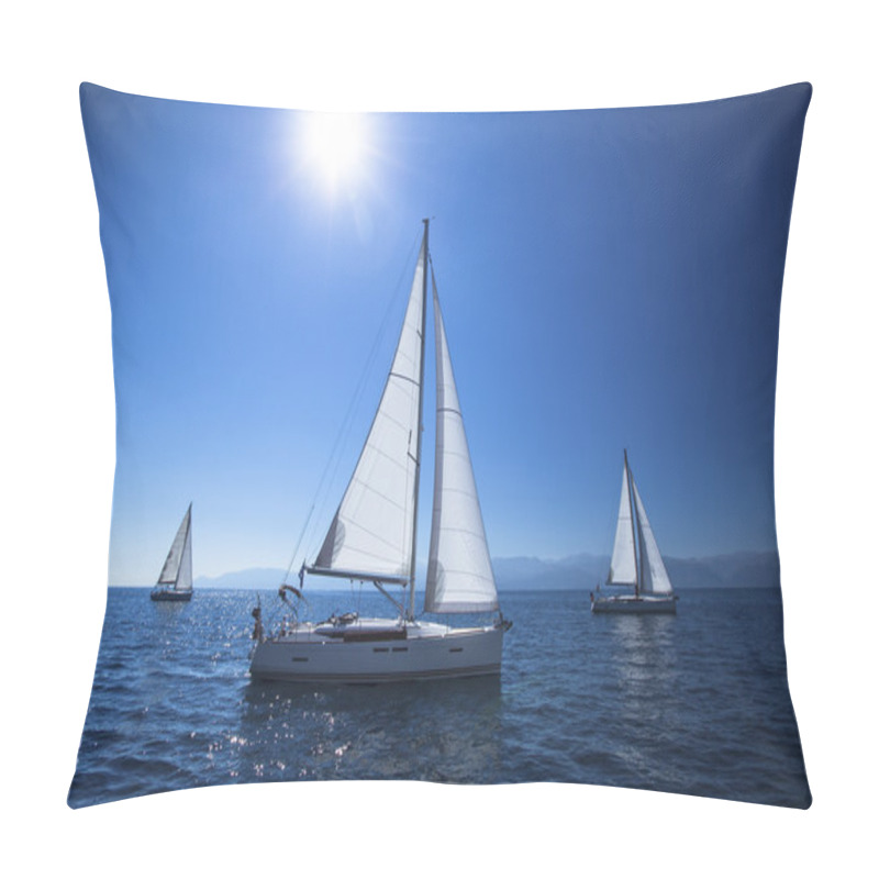 Personality  Sailing Ship Yachts With White Sails Pillow Covers