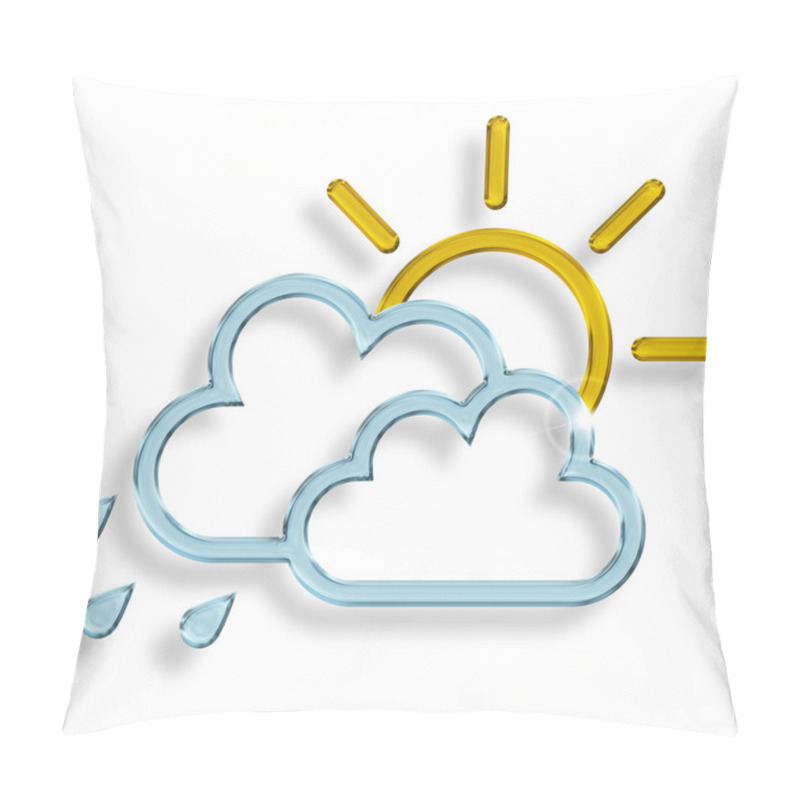 Personality  Sun With Two Blue Clouds With Raindrops Pillow Covers