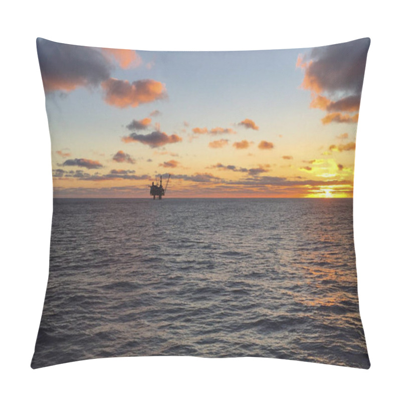 Personality  Image Of An Iol Rigg Taken On The North Sea At Sunset. Pillow Covers