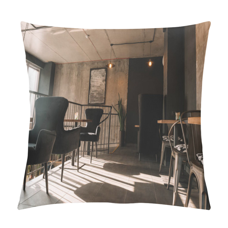 Personality  Balcony With Tables And Chairs In Modern Loft Coffee House In Sunshine Pillow Covers