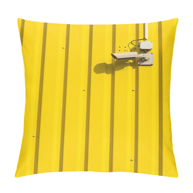 Personality  Security Camera On A Yellow Wall Pillow Covers