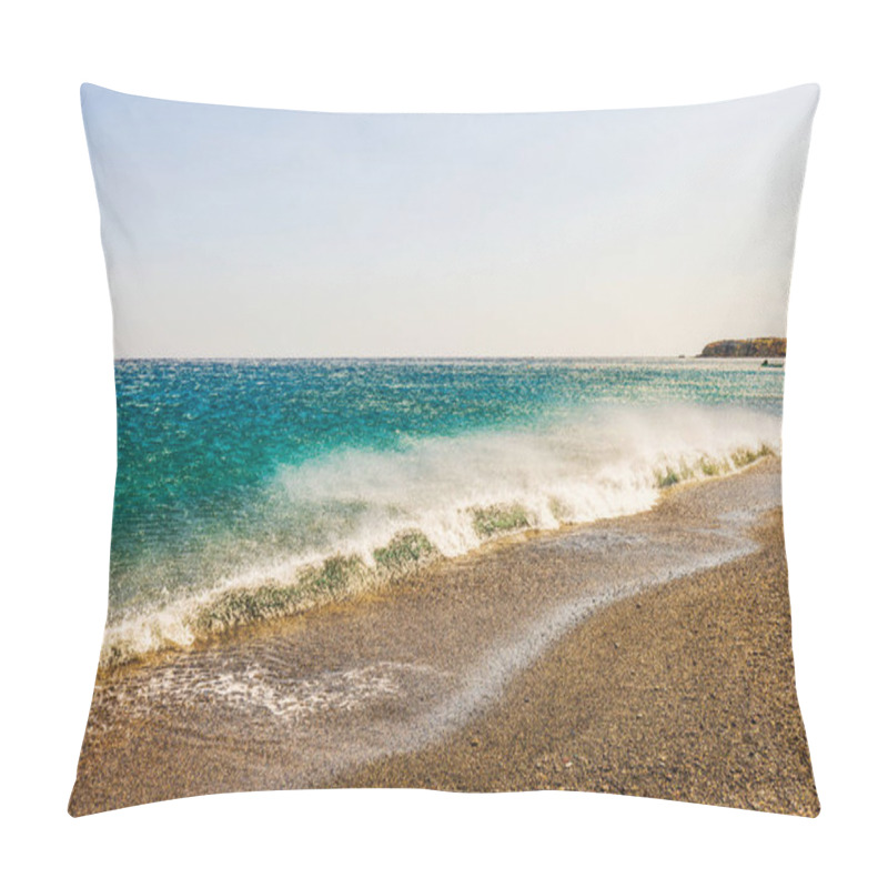 Personality  Offshore Wind Effect With Waves Pushed Back From Shore, Creating Smooth Sea Surface And Rippling Patterns. Greece. Pillow Covers