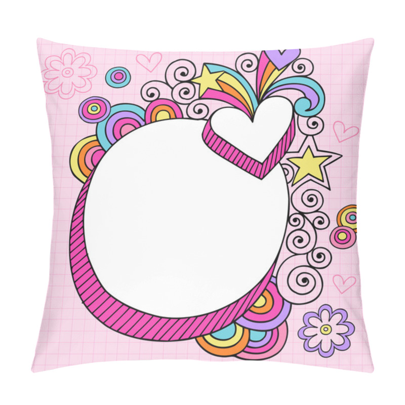 Personality  Oval Picture Frame Groovy Psychedelic Doodles Vector Design Pillow Covers