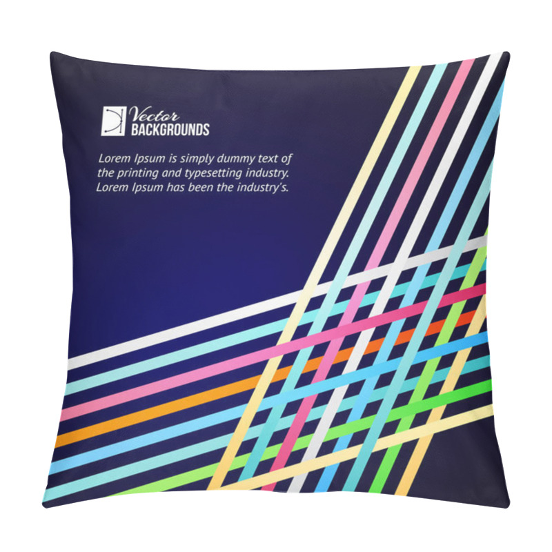 Personality  Rainbow Lines Over Blue Background. Pillow Covers