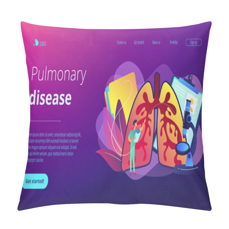 Personality  Obstructive Pulmonary Disease Concept Landing Page. Pillow Covers