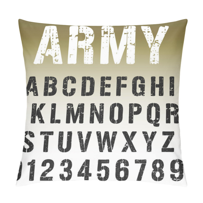 Personality  Alphabet Font Army Stamp Design Pillow Covers