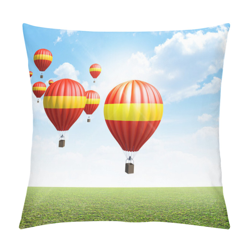 Personality  Hot Air Balloons On Green Grass Pillow Covers