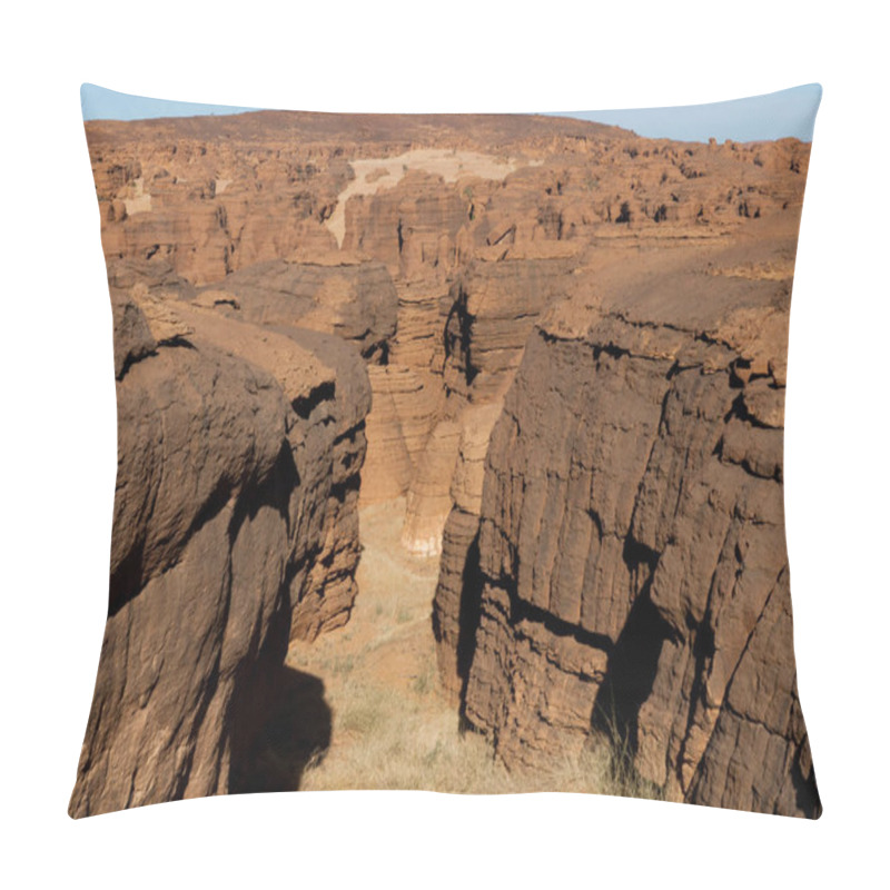 Personality  Labyrithe Of Rock Formation Called D'Oyo In Ennedi Plateau On Sahara Dessert, Chad, Africa. Pillow Covers