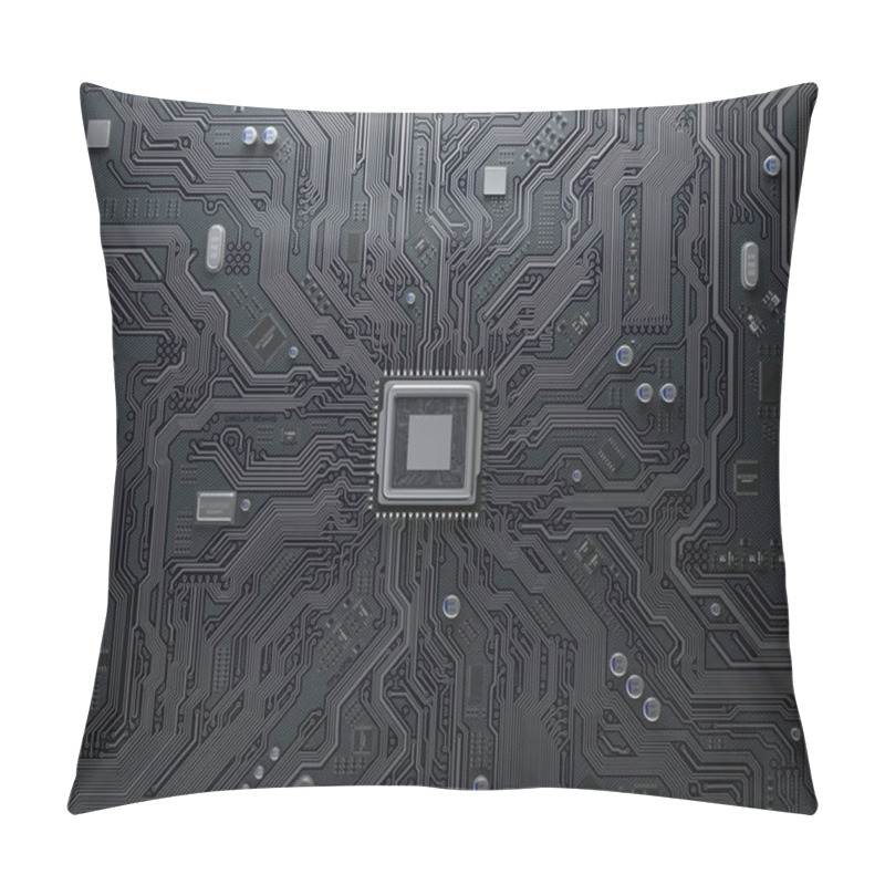 Personality  PU Chip On Circuit Board. Black Motherboard With Central Process Pillow Covers