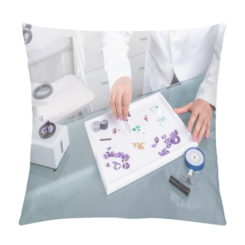 Personality  The Gemologist Woman Expertise. Pillow Covers