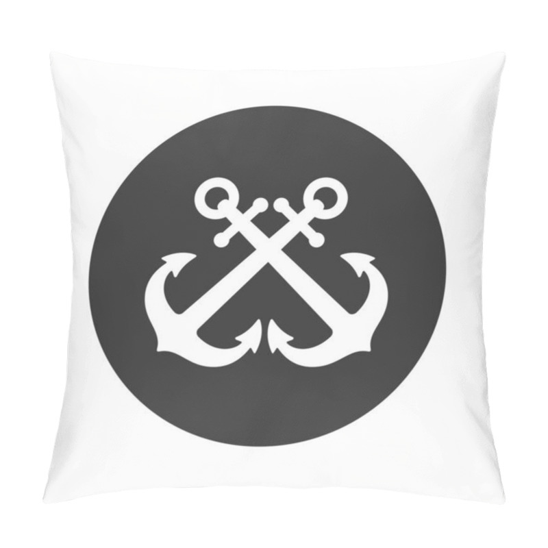 Personality  Crossed Anchors Graphic Icon.  Anchors Of Ships Sign In The Circle Isolated On White Background. Vector Illustration Pillow Covers