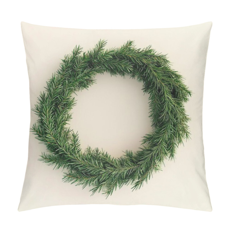 Personality  Simple Green Wreath On A Neutral Background For A Natural Touch. Pillow Covers