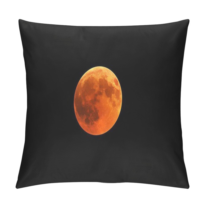 Personality  Beautiful Shot Of A Red Moon, Total Lunar Eclipse With A Black Night Sky In The Background Pillow Covers