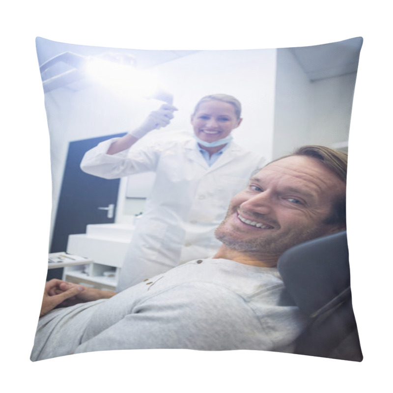 Personality  Female Dentist And Male Patient Smiling Pillow Covers