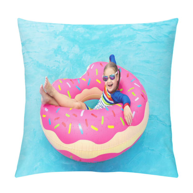 Personality  Child In Swimming Pool On Donut Float Pillow Covers