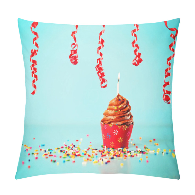 Personality  Chocolate Birthday Cupcake With Streamers  Pillow Covers