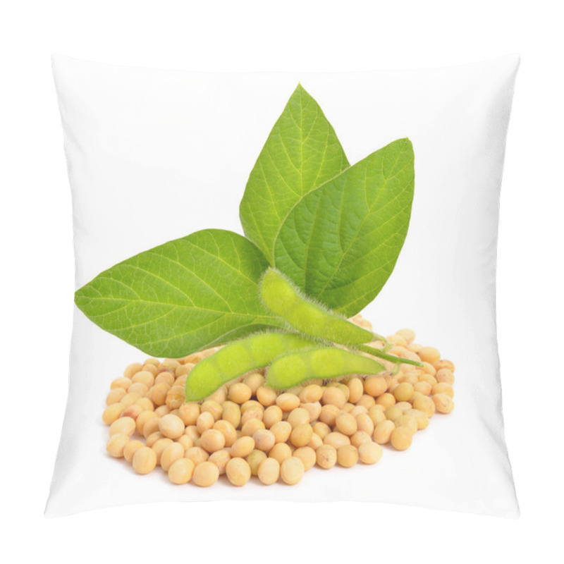 Personality  Green Soy Pods With Leaves And Seeds. Pillow Covers