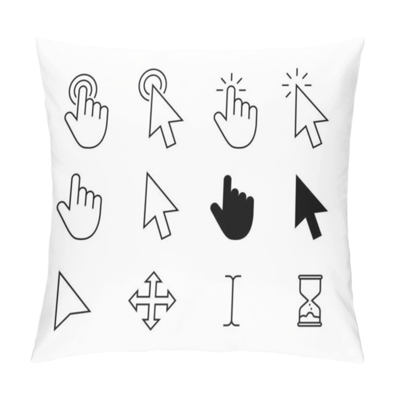 Personality  Computer Mouse Click Cursor Gray Arrow Icons Set And Loading Icons. Cursor Icon. Vector Illustration. Mouse Click Cursor Collection. Pillow Covers