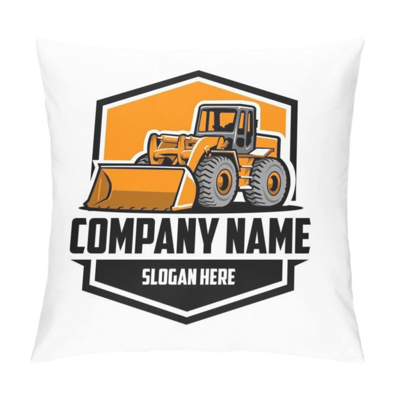 Personality  Bulldozer Excavating Company Logo. Emblem Style Concept Vector Isolated Pillow Covers