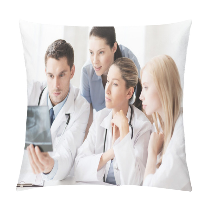 Personality  Group Of Doctors Looking At X-ray Pillow Covers