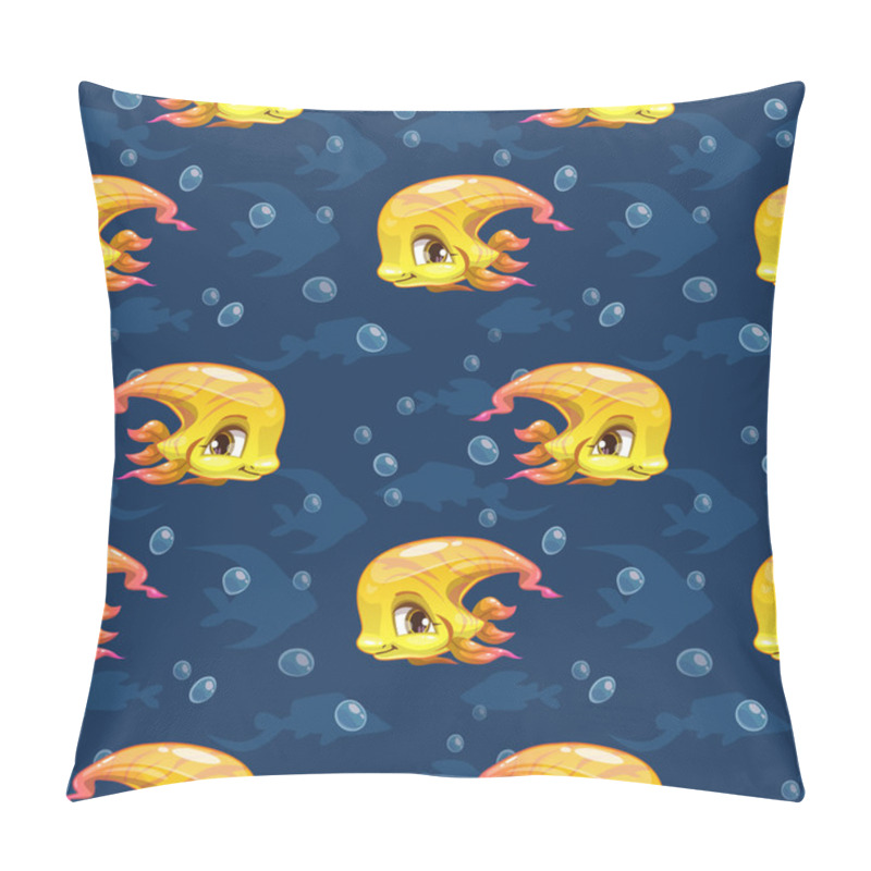 Personality  Seamless Pattern With Cute Cartoon Yellow Fish Pillow Covers