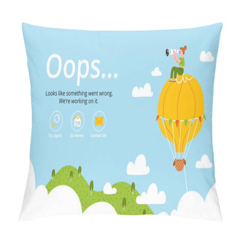 Personality  Oops Error Page With Hot Air Balloon Pillow Covers