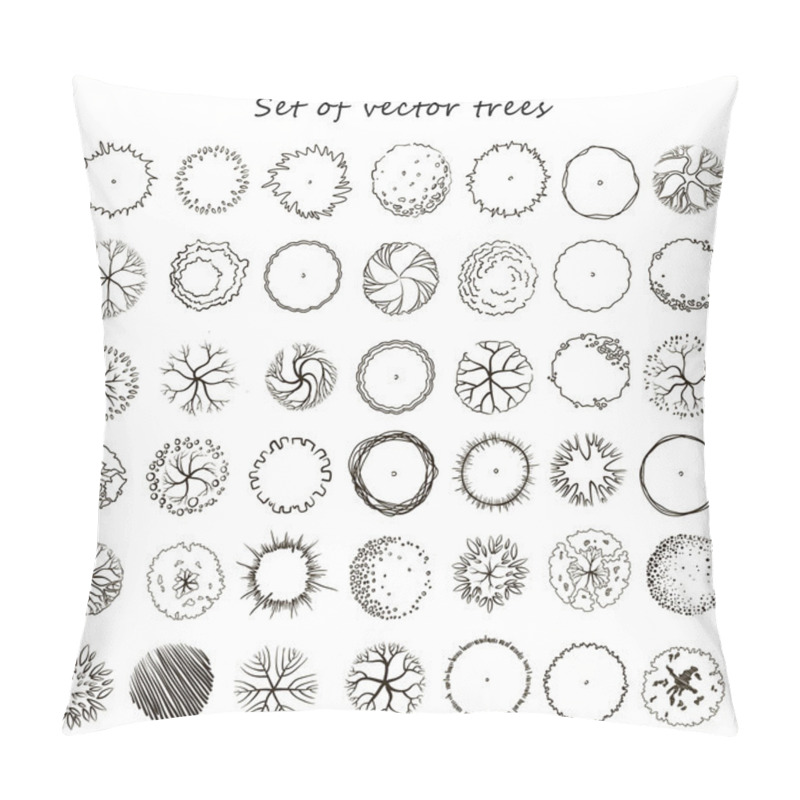 Personality  Set Of Graphic Trees, Top View, Vector Pillow Covers