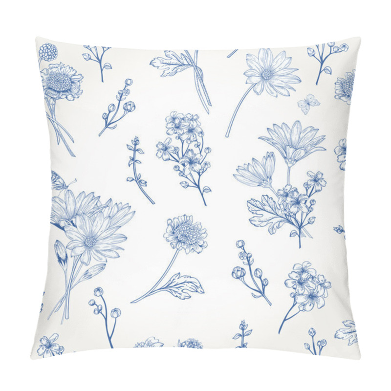 Personality  Pattern With Blue Flowers Pillow Covers