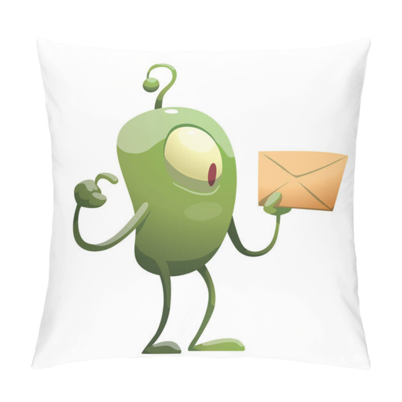 Personality  Funny green microbe with a letter pillow covers