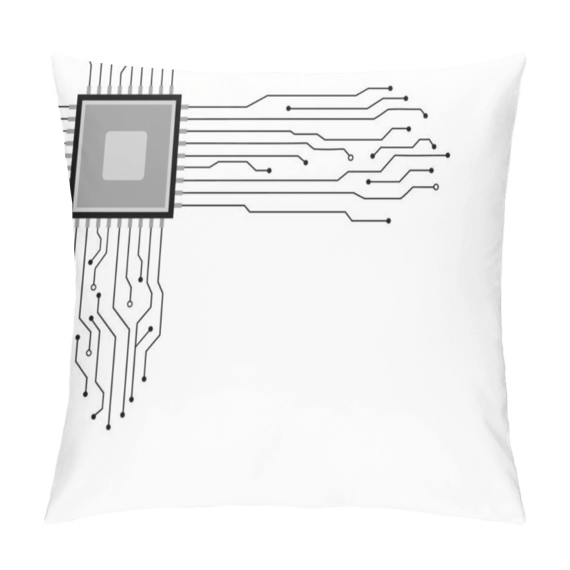 Personality  Circuit Board Cpu. White Background Technology With Line. Pillow Covers