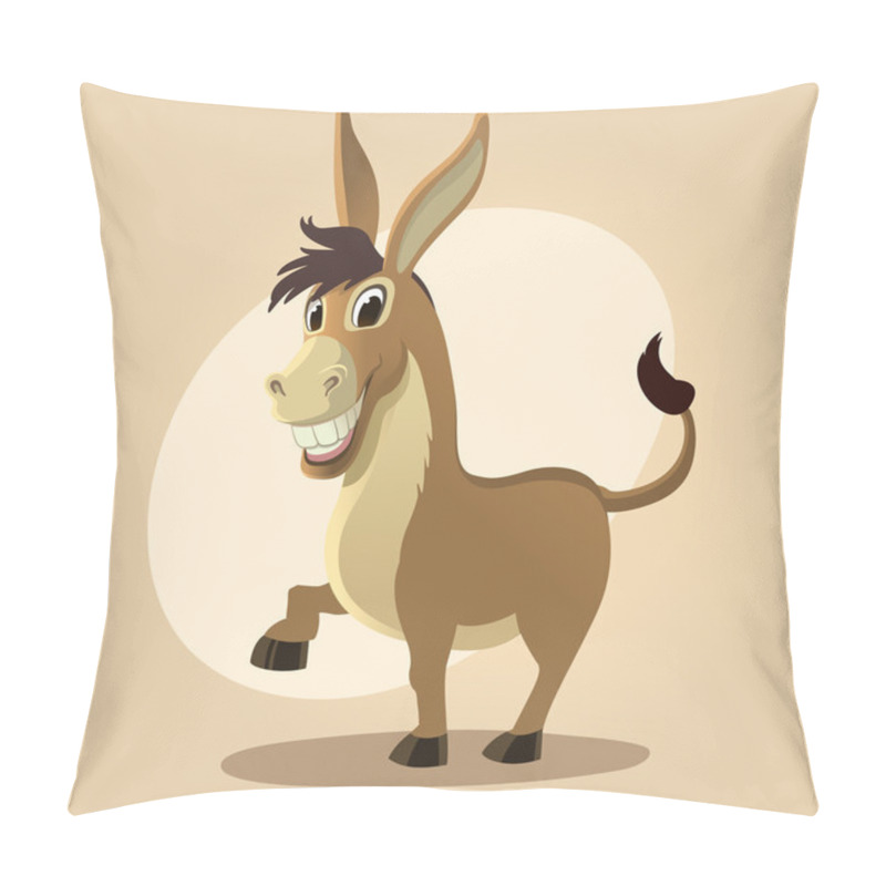 Personality  Donkey Character Illustration In Cartoon Style Pillow Covers