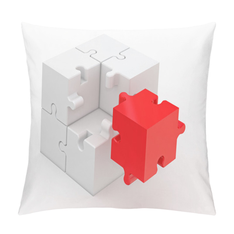 Personality  Abstract Cube From Puzzle On White Background Pillow Covers