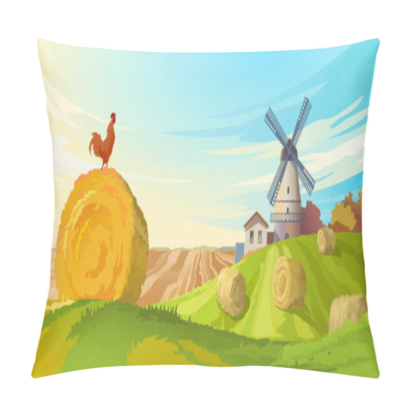 Personality  Vector Illustration Rural Summer Landscape Pillow Covers