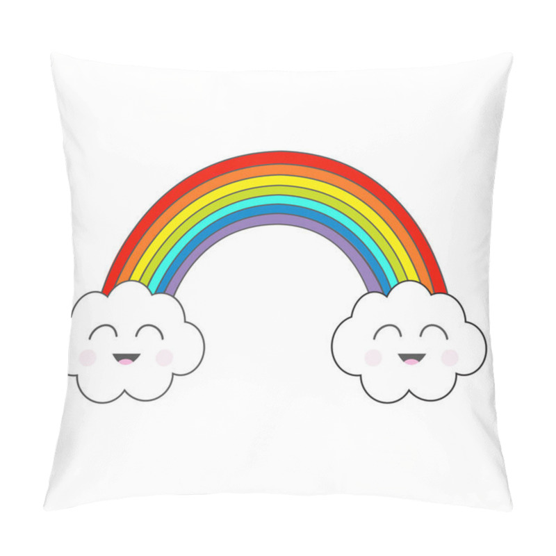 Personality  Rainbow And Two Cartoon Contour Clouds Pillow Covers