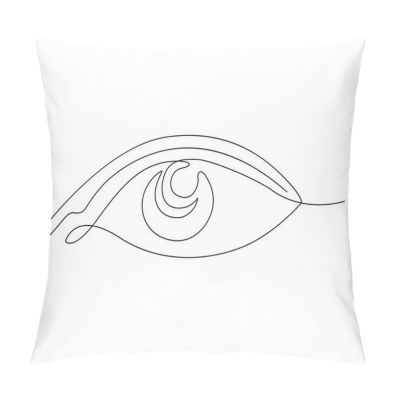 Personality  One Eye In Continuous One Line Drawing. Minimalist Eye Wih Retina Outline Design. Editable Active Stroke Vector. Pillow Covers