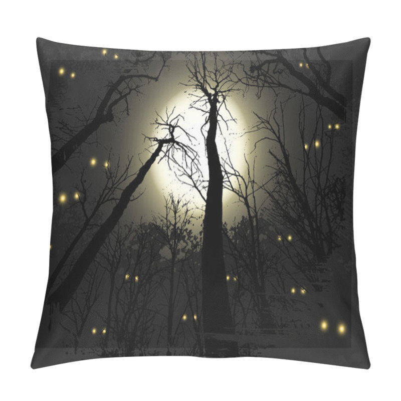 Personality  Spooky Grunge Forest Illustration For Halloween Pillow Covers