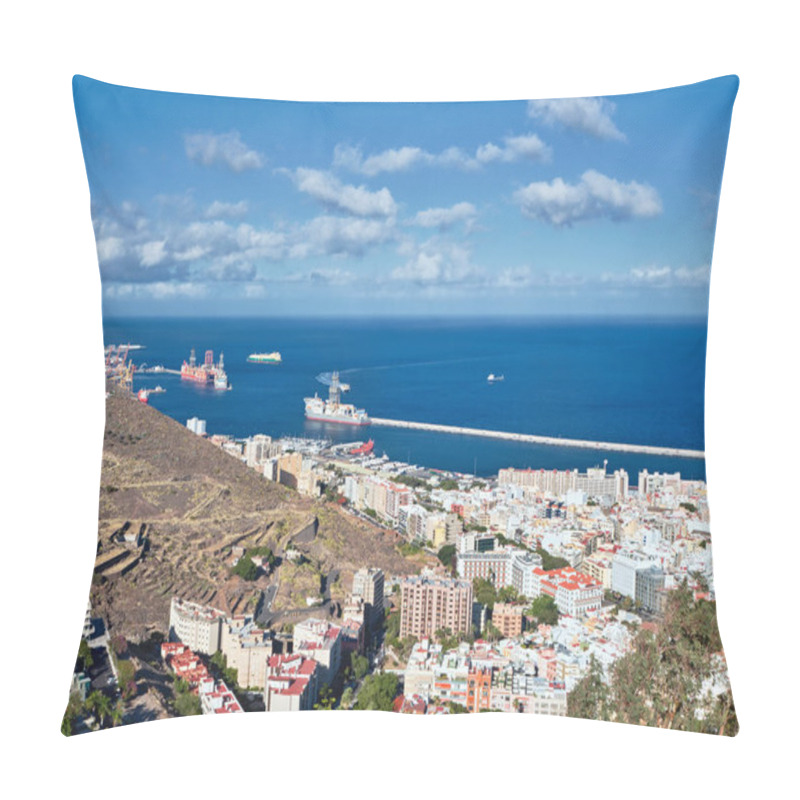 Personality  Port Entrance Of Santa Cruz De Tenerife Photographed From High Above.        Pillow Covers