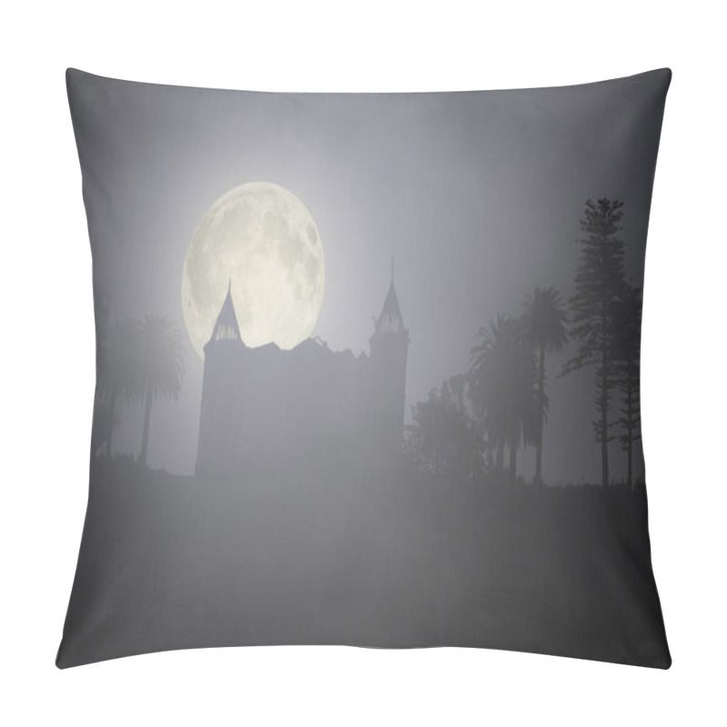 Personality  Creepy Mansion In A Foggy Full Moon Night Pillow Covers