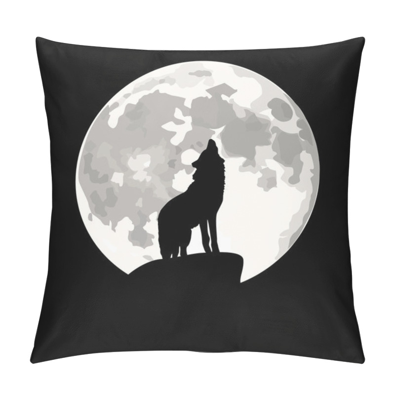 Personality  Square Illustration Of Wolf Howling At Moon. Pillow Covers