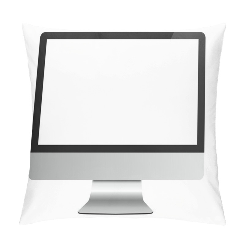 Personality  Computer Monitor On White Isolated Pillow Covers