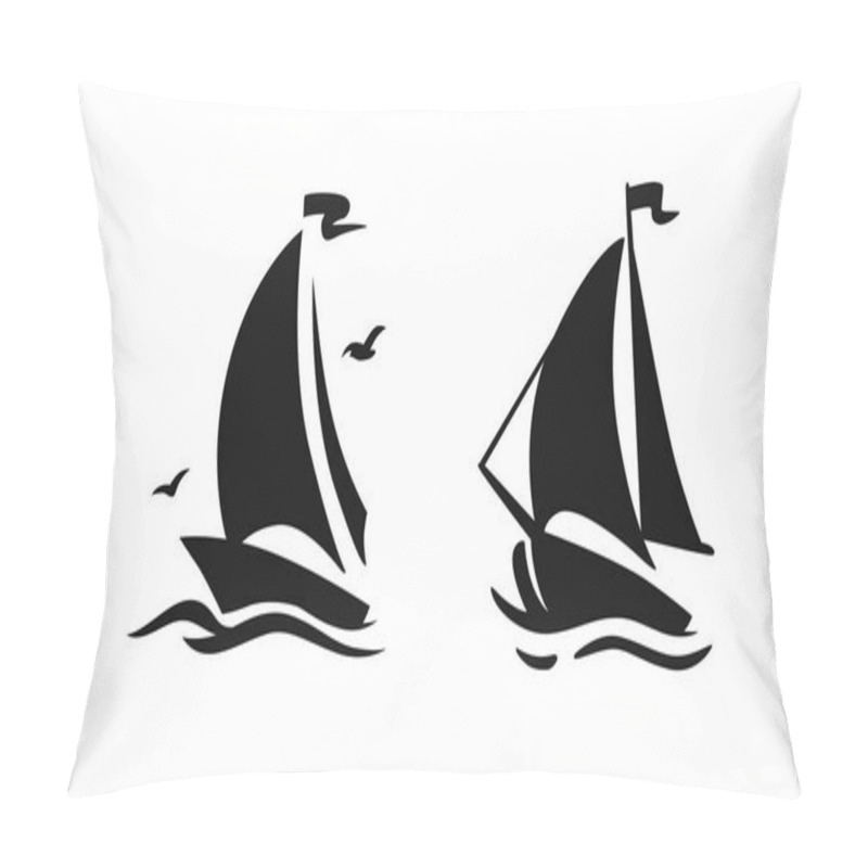 Personality  Sailing Boat, Sailboat Symbol Logo Pillow Covers