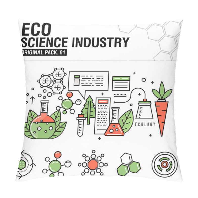 Personality  Modern Eco Science Industry. Thin Line Icons Set Pillow Covers