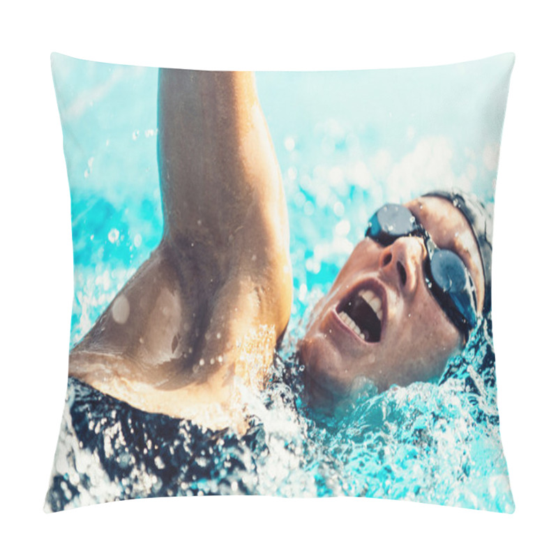 Personality  Freestyle Competitive Female Swimmer Pillow Covers