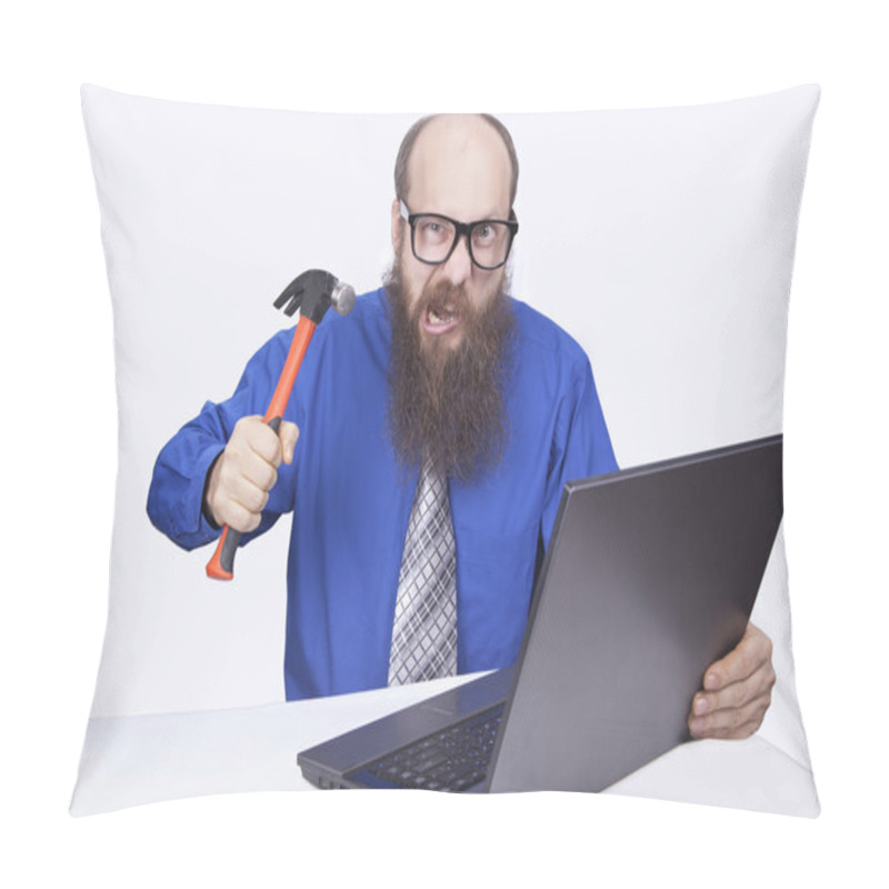 Personality  Angry Businessman And Hammer Pillow Covers