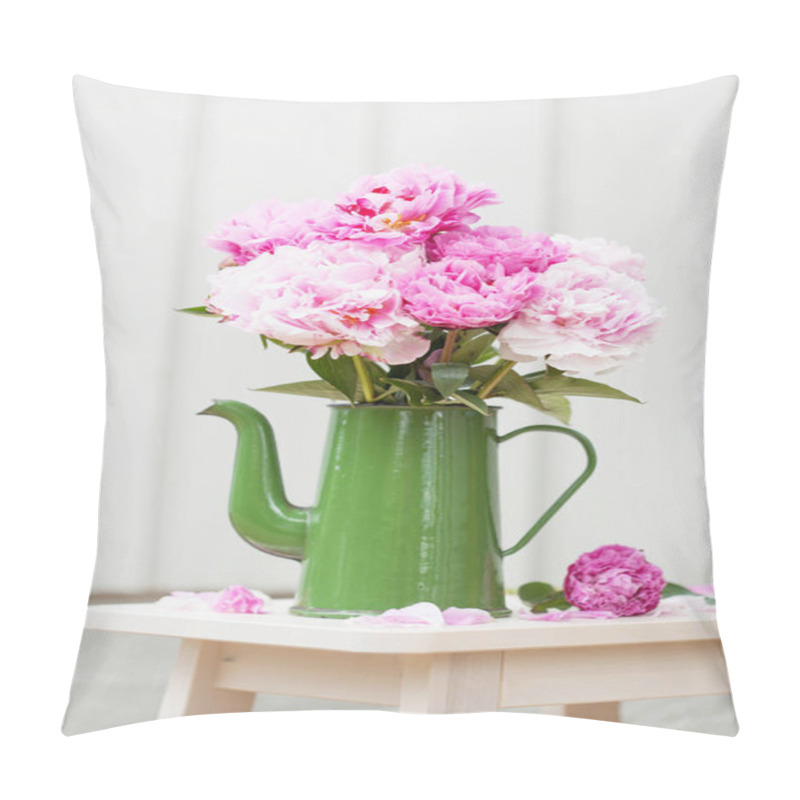 Personality  Beautiful Pink Peony Flowers Bouquet In Garden Pillow Covers