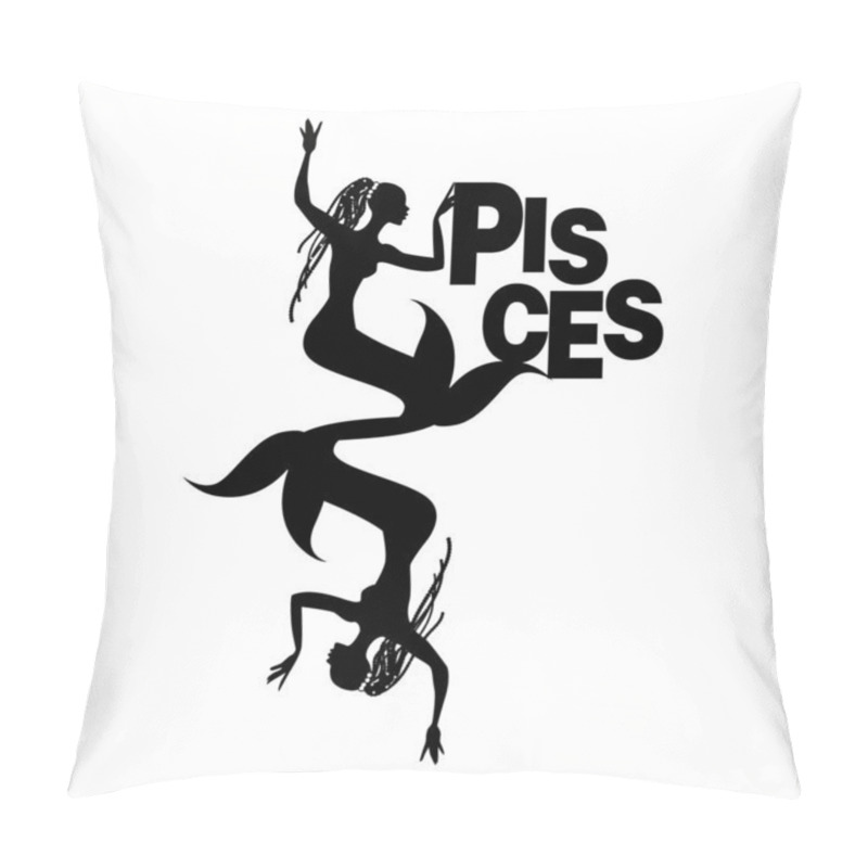 Personality  Tribal Zodiac. Pisces. Two Mermaids Or Women With Fish Tail, Long Dreadlocks Decorated With Pearls, Isolated On White Background Pillow Covers