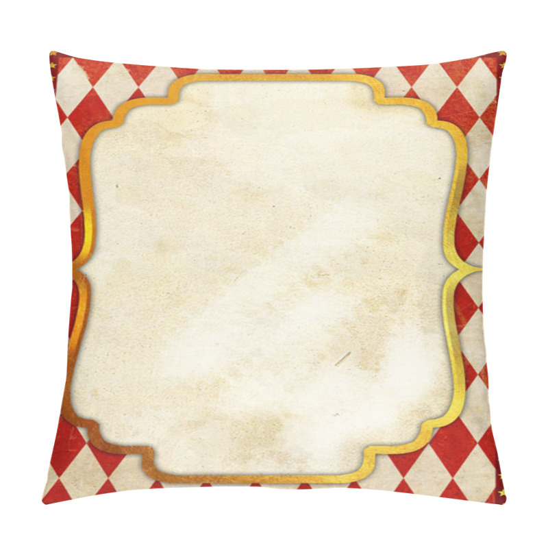 Personality  Vintage Circus Poster Blank Background - Circus Poster With An Old Paper Frame With Luxury Golden Edge Over An Harlequin Red Pattern, And Starry Borders, In Perfect Retro Style, Useful For Festivals, Shows, Events, Birthday Parties, Weddings Pillow Covers