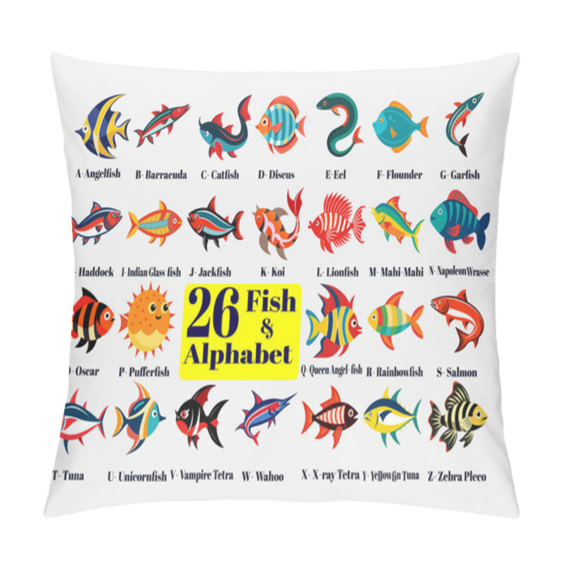 Personality  26 Cute Fish With Alphabet: A Fun And Educational Journey Pillow Covers