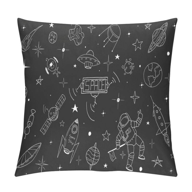 Personality  Space Set In Doodle Style.Hand Drawn Pillow Covers