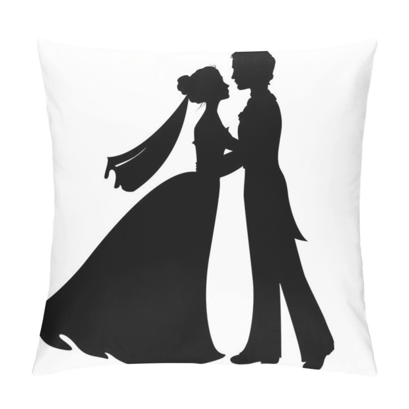 Personality  Silhouettes Of Bride And Groom Pillow Covers